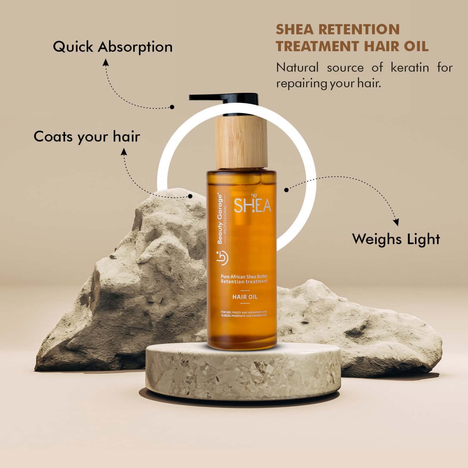 Buy BEAUTY GARAGE PURE AFRICAN SHEA RETENTION TREATMENT HAIR OIL 100ML