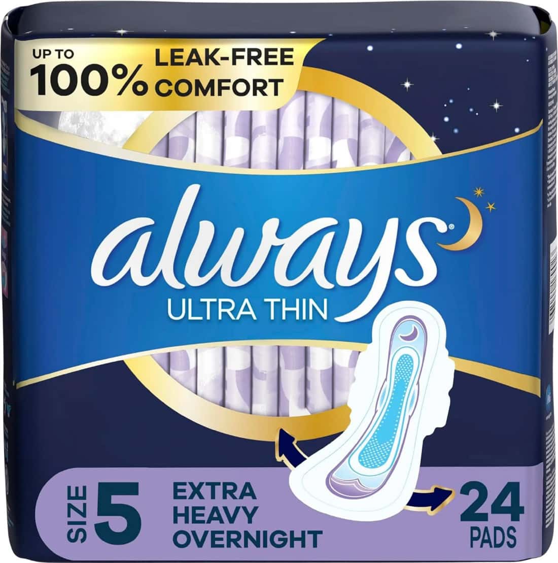 Always Ultra Thin Extra Heavy Overnight Pads| 24 Count