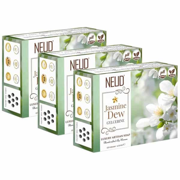 Neud Jasmine Dew Glycerine Artisan Handmade Soaps Bar - Pack 3 | 125Gm Each