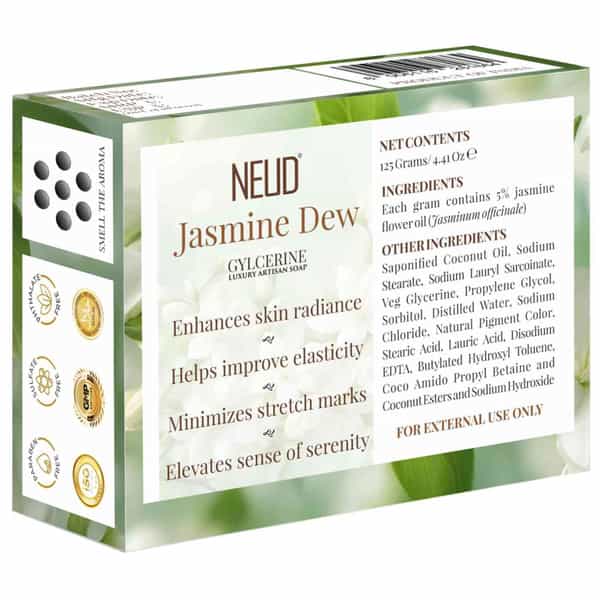 Neud Jasmine Dew Glycerine Artisan Handmade Soaps Bar - Pack 3 | 125Gm Each
