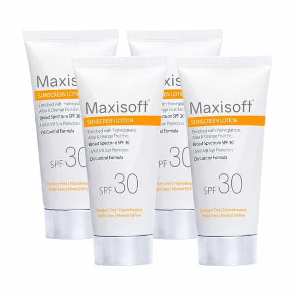 Maxisoft Sunscreen Lotion Spf 30 | Oil Control Formula | 50 Ml | Pack Of 4