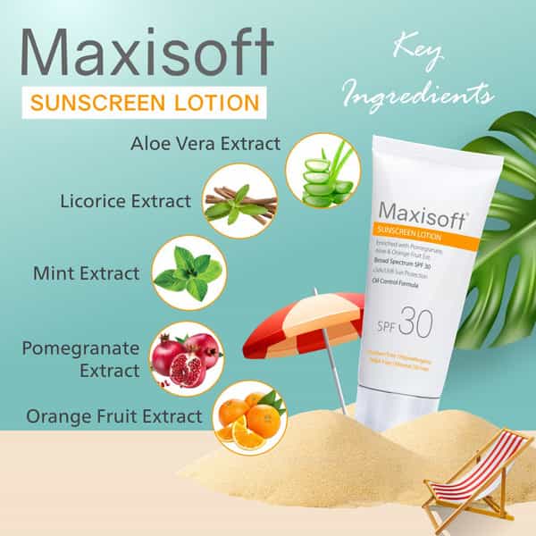 Maxisoft Sunscreen Lotion Spf 30 | Oil Control Formula | 50 Ml | Pack Of 4