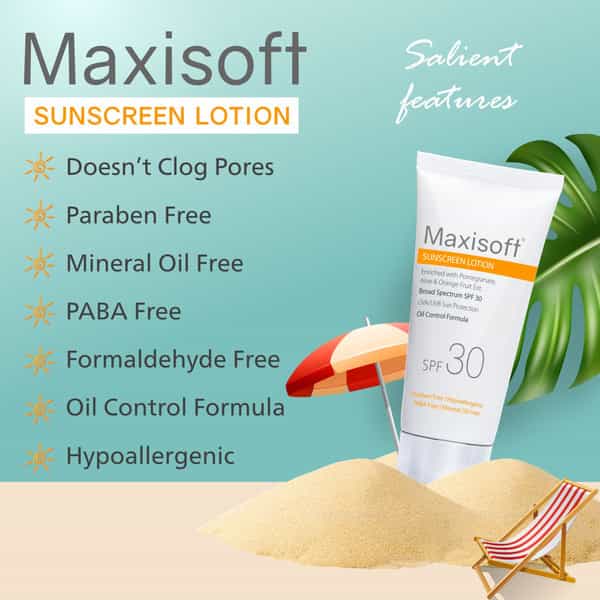 Maxisoft Sunscreen Lotion Spf 30 | Oil Control Formula | 50 Ml | Pack Of 4