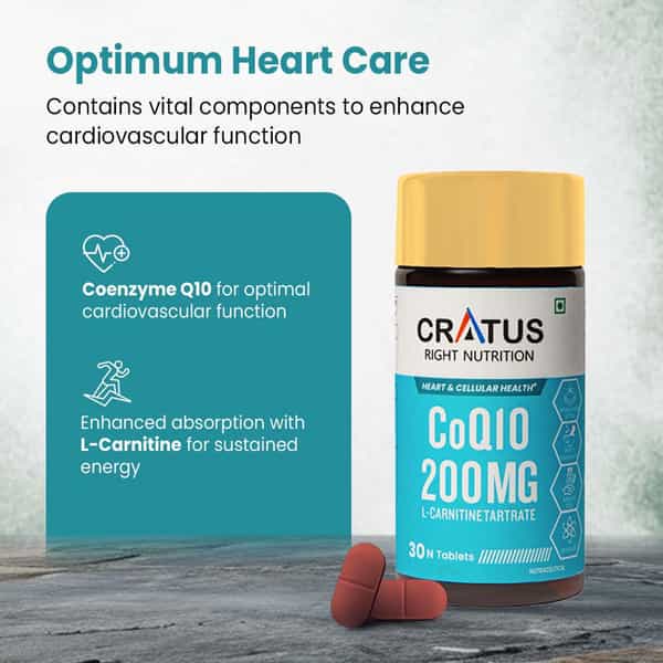 Cratus Nutrition Coq10 Tablets For Heart Health & Cellular Energy Support Formulated 30 Tablets