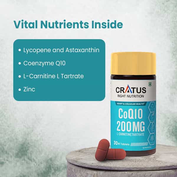 Cratus Nutrition Coq10 Tablets For Heart Health & Cellular Energy Support Formulated 30 Tablets