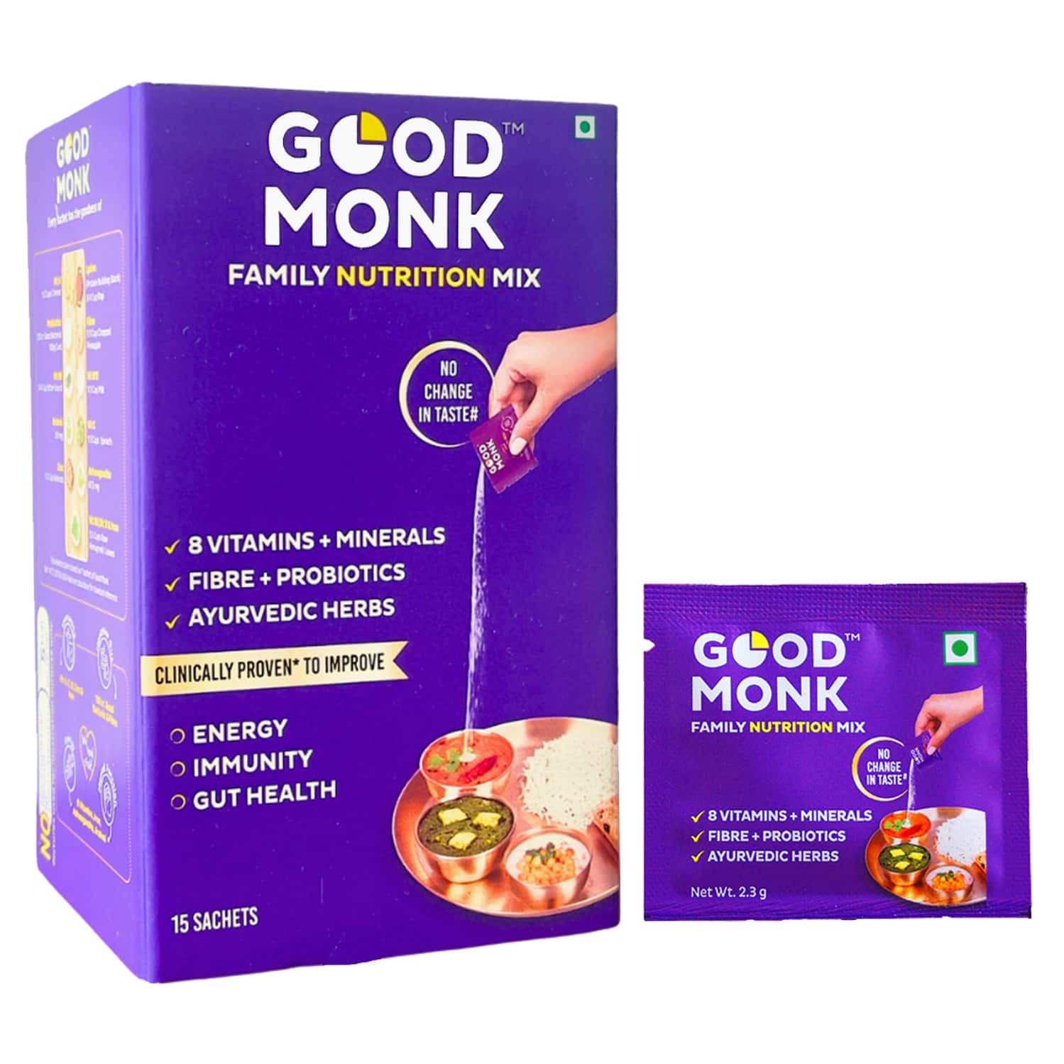 Good Monk Family Nutrition Mix | To Improve Energy | Immunity & Gut Health | 15 Sachets
