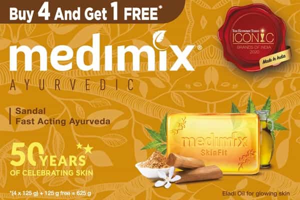 Medimix Ayurvedic Sandal And Eladi Oil Bathing Soap - 125G (Buy 4Get 1 Extra)
