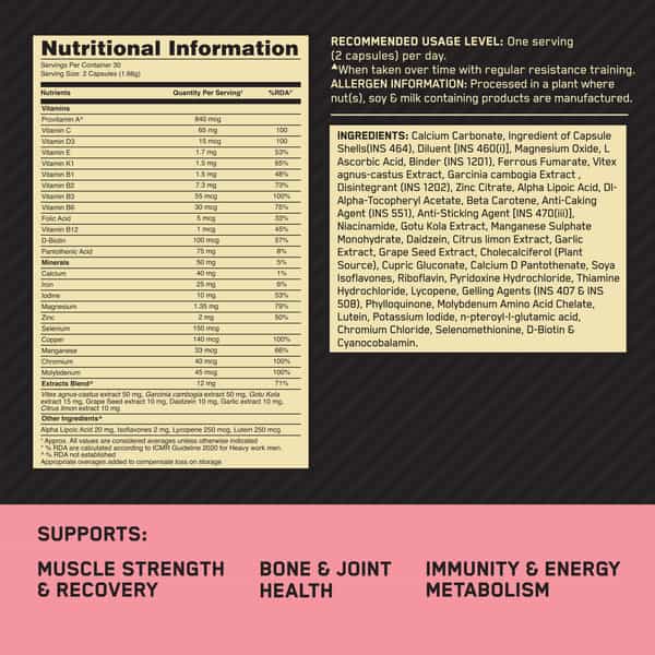 Optimum Nutrition (On) Opti-Women Multivitamin Plus For Women | 60 Capsules