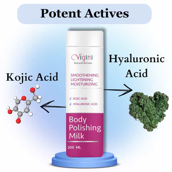 Vigini Kojic Acid Body Skin Lightening Pigmentation Tan Removal Cream & Body Polishing Milk 250Ml