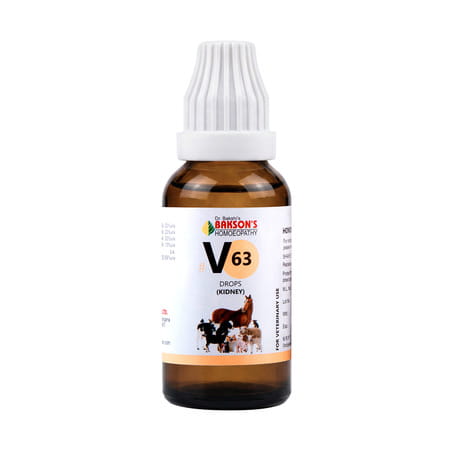 Baksons Homoeopathy V63 Drops | Kidney | For Veterinary Use | 30 Ml