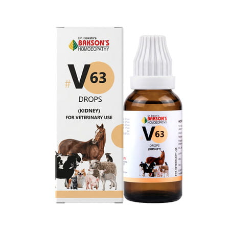 Baksons Homoeopathy V63 Drops | Kidney | For Veterinary Use | 30 Ml