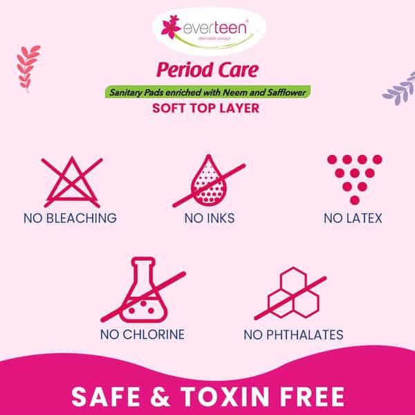 Everteen Period Care Xl Soft Sanitary Pads Neem Safflower Medium Flow | Rash-Free | 80 Pads