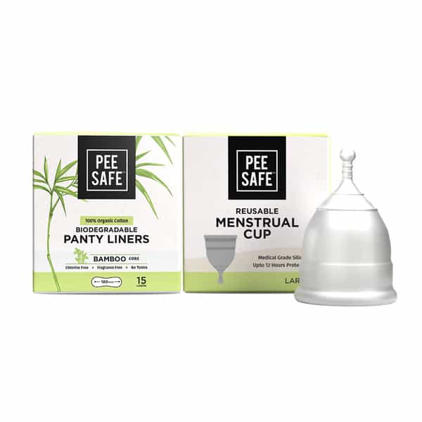 Pee Safe Menstrual Cup (Large) & Bio Panty Liners Combo | Extra Comfort And Long Lasting Protection