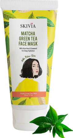 Skivia Matcha Green Tea Face Mask With Aloe Vera & Seaweed - 50G | Deep Hydration | All Skin Types