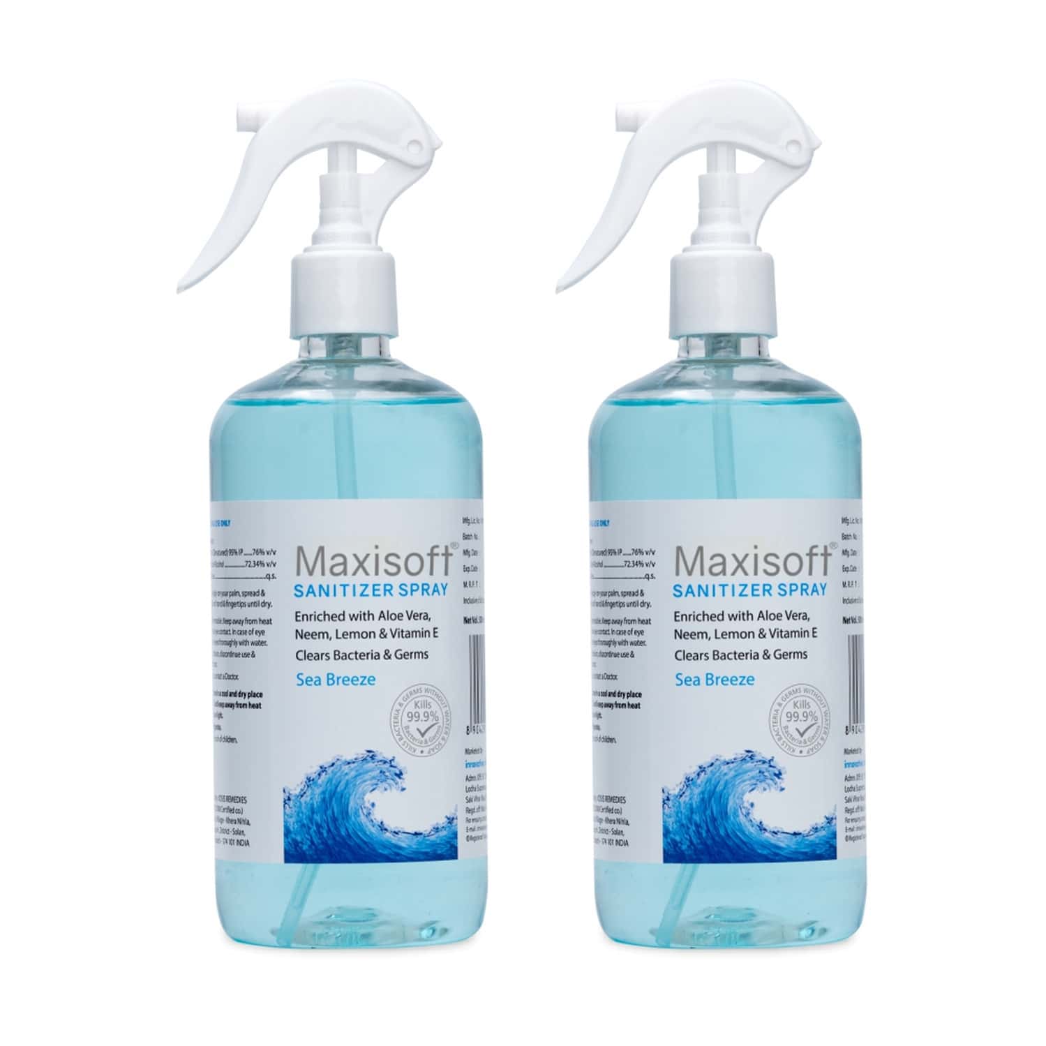 Buy MAXISOFT HAND SANITIZER SPRAY (SEA BREEZE) (500 ML PACK OF 4