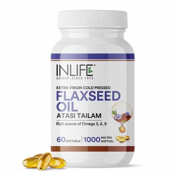Inlife Flaxseed Oil Capsules 1000Mg | Omega 3 6 9 | - 60 Softgels