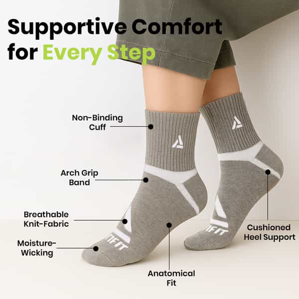 Actifit Half Terry Sports Socks | Cushioned & Breathable | Multicolor | 3N