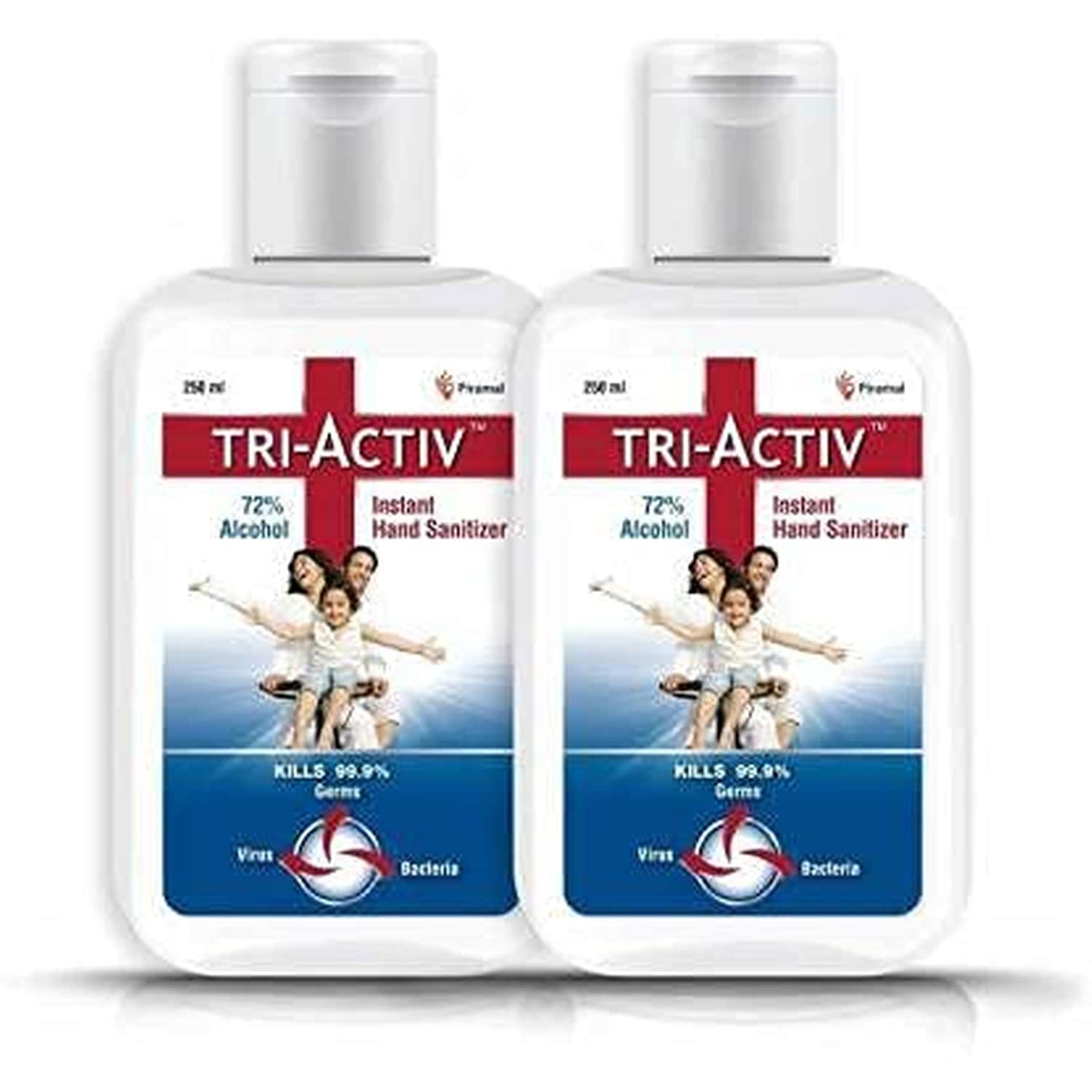 Tri-Activ 72% Alcohol Based Instant Hand Sanitizer - 250 Ml (Pack Of 12) | White
