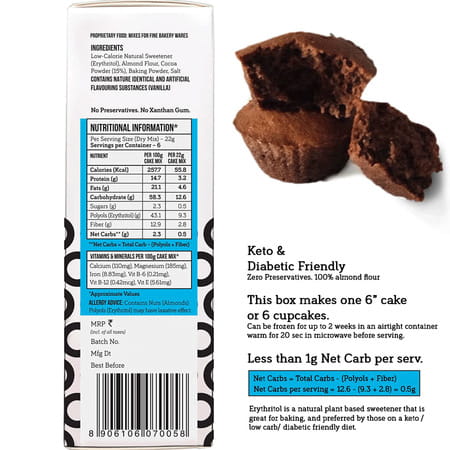 Serapheena Keto Cake Mix - Dark Chocolate Bakery |Pack 520g