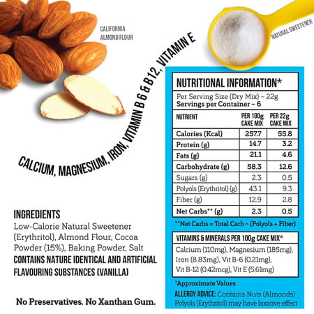 Serapheena Keto Cake Mix - Dark Chocolate Bakery |Pack 520g