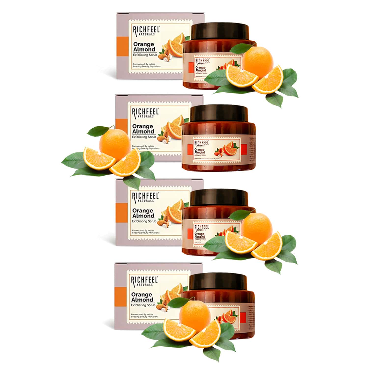Orange Almond Exfoliating Scrub 100g Pack Of 4