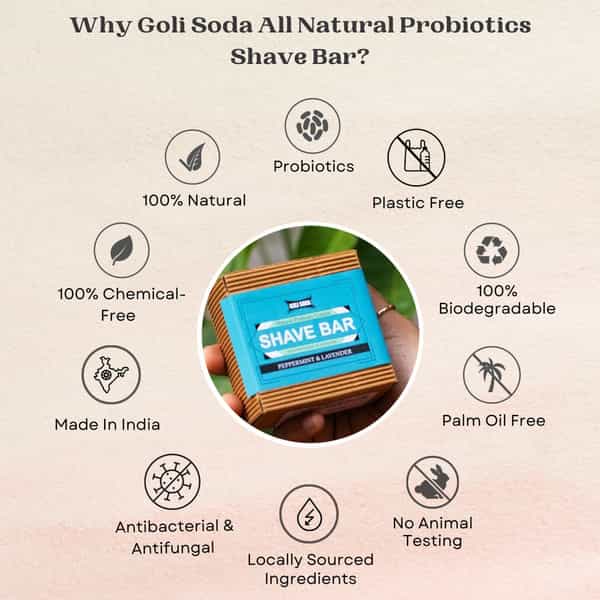 Goli Soda All Natural Probiotics Shave Bar - 90 G (Pack Of 1)