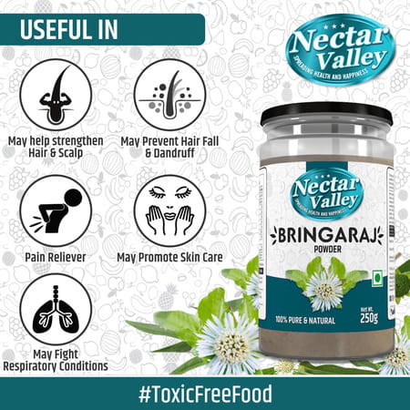 Nectar Valley Bhringraja Powder (Eclipta Alba) Pure & Organically Processed Fine Powder - 250g