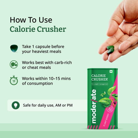 Moderate Calorie Crusher |Supports Weight Management |Reduces Calorie & Carbs Absorption By Upto 40%