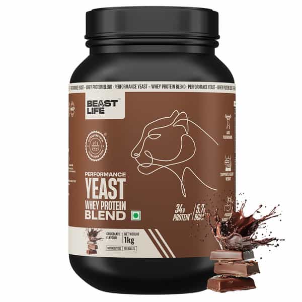 Beastlife Performance Yeast Whey Blend | 34G Protein | 5.7G Bcaa | Chocolate | Easy Digest | 1 Kg