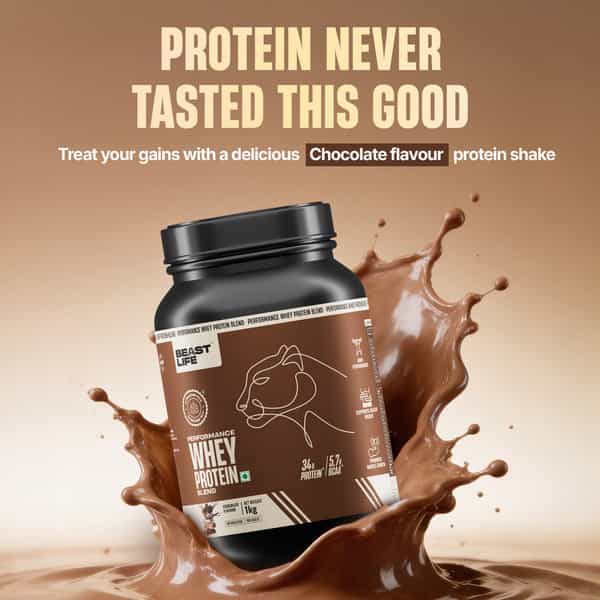 Beastlife Performance Yeast Whey Blend | 34G Protein | 5.7G Bcaa | Chocolate | Easy Digest | 1 Kg