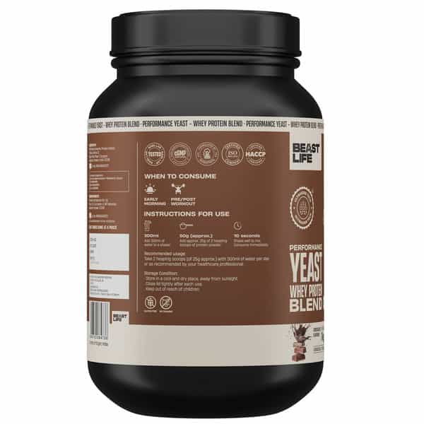 Beastlife Performance Yeast Whey Blend | 34G Protein | 5.7G Bcaa | Chocolate | Easy Digest | 1 Kg