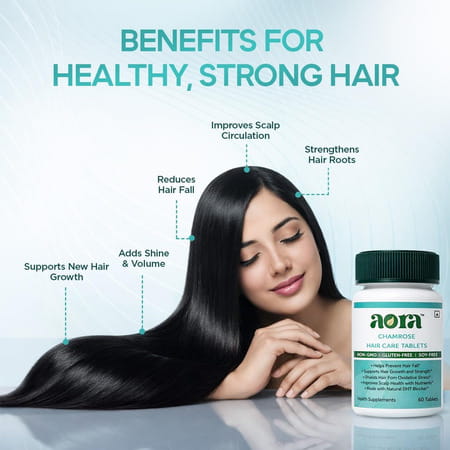 Aora Chamrose Hair Care Tablets With Biotin & Vitamins For Men & Women | 60 Tablets