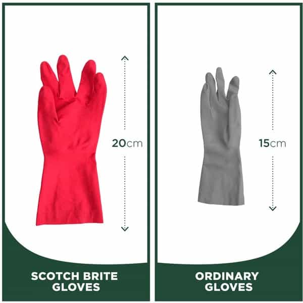 Scotch-Brite Rubber Heavy Duty Gloves (With Fresh Lemon Scent) Medium Red Pack Of 2