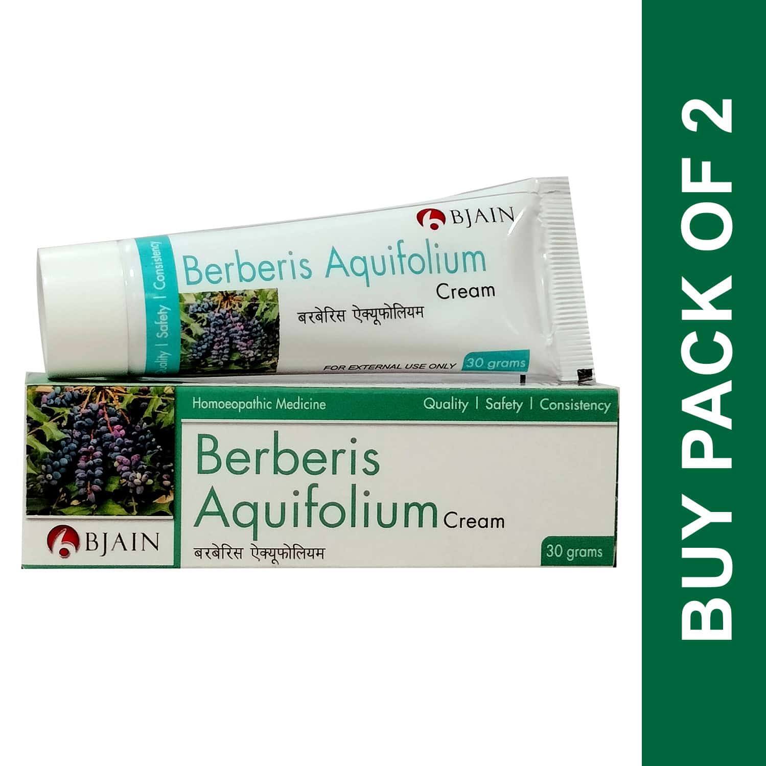 Bjain Berberis Aquifolium Cream For Acne | Pimples & Blemishes | 30gm (pack Of 2)