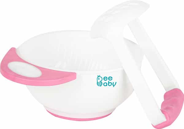 Beebaby Food Mash & Serve Bowl Set For Baby (Pink)