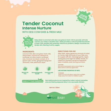 Nat Habit Baby Body Butter- Body Malai | Tender Coconut 120ml