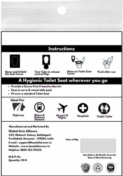 Besafe Forever Disposable Paper Toilet Seat Cover 40 Sheets Black