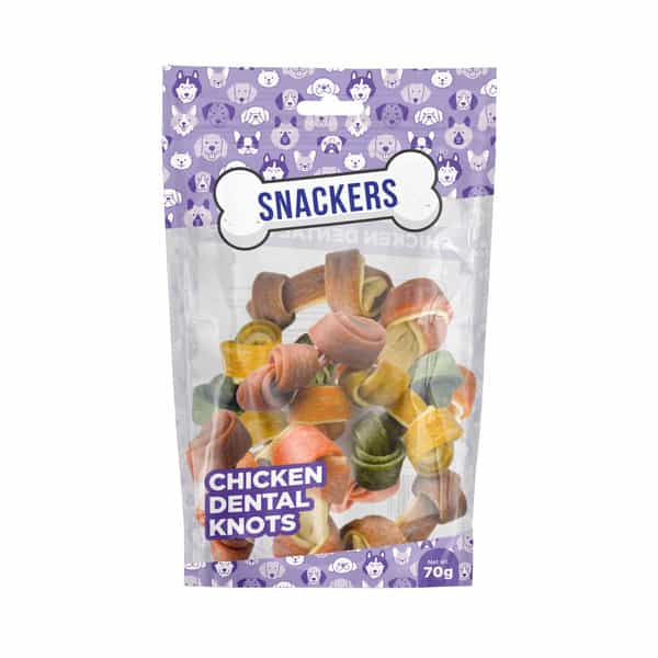 Snackers Dental Knotted Bones With Chicken Dog Treats | 70 G