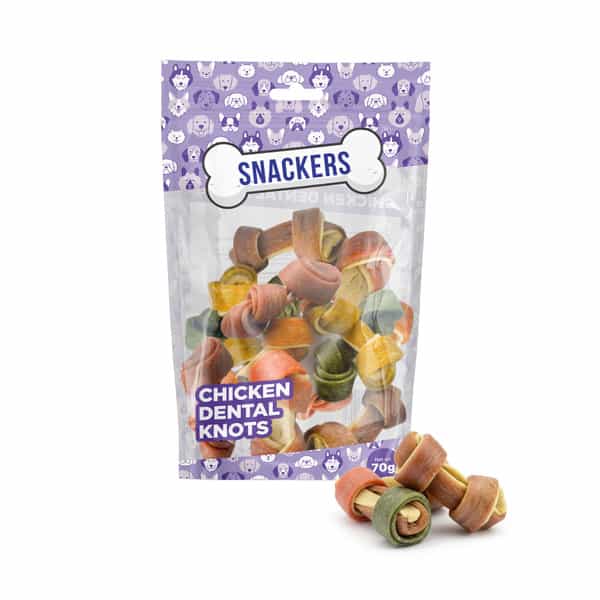 Snackers Dental Knotted Bones With Chicken Dog Treats | 70 G