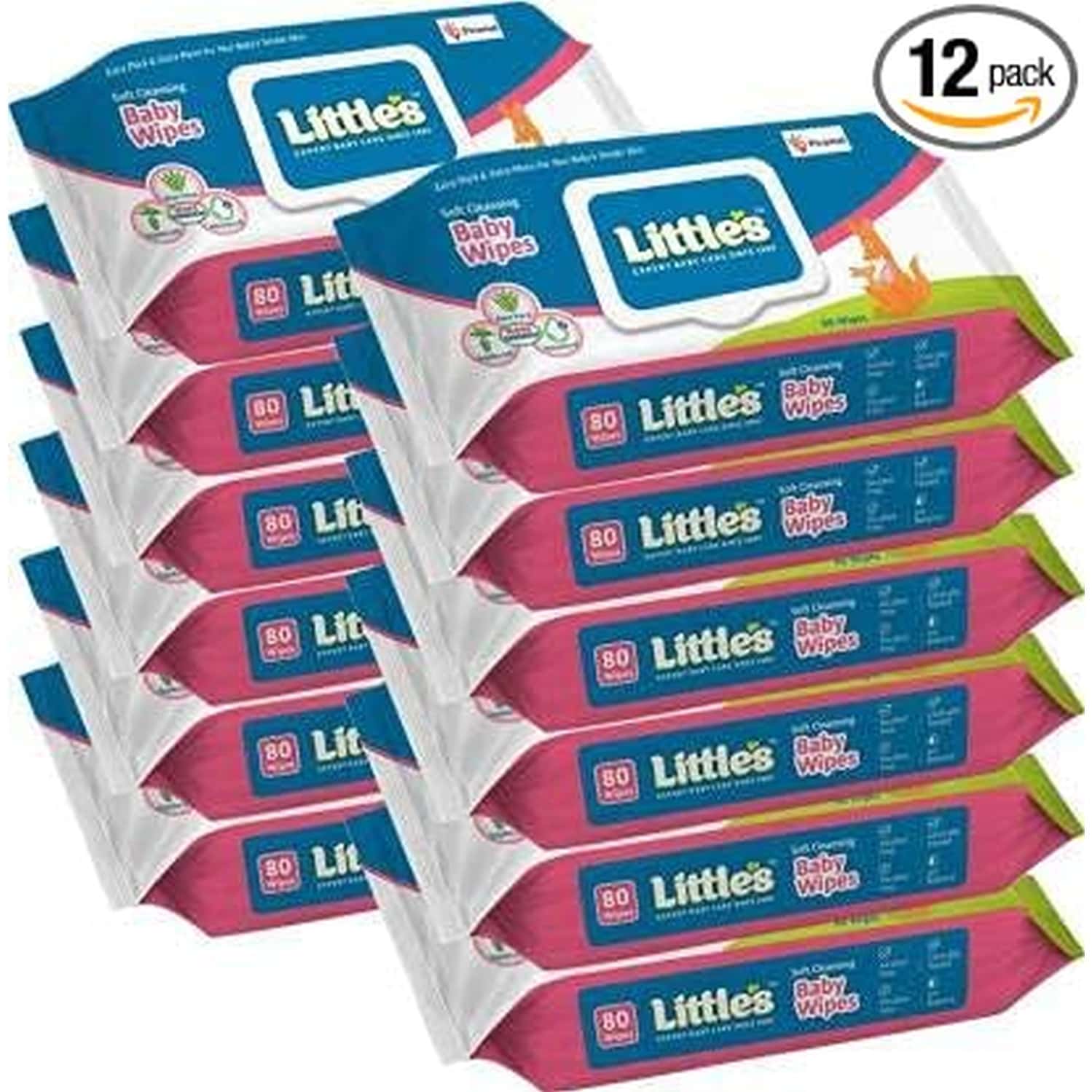 Little'S Soft Cleansing Baby Wipes (80 Wipes | Lid Pack Of 12)
