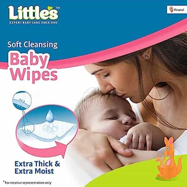 Little's Soft Cleansing Baby Wipes (80 Wipes | Lid Pack Of 12)