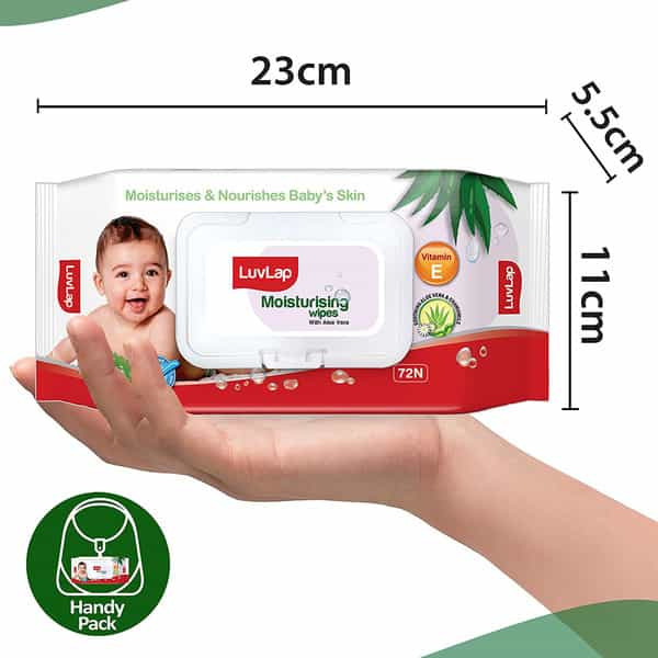 Luvlap Paraben Free Baby Wipes With Aloe Vera With Fliptop Lid (72 Wipes/Pack Pack Of 3)