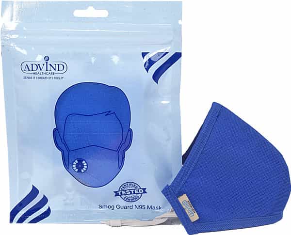 Advind Healthcare Smog Guard N95 Kids Mask Without Valve Xs (3-5 Years) - Blue Pack Of 3
