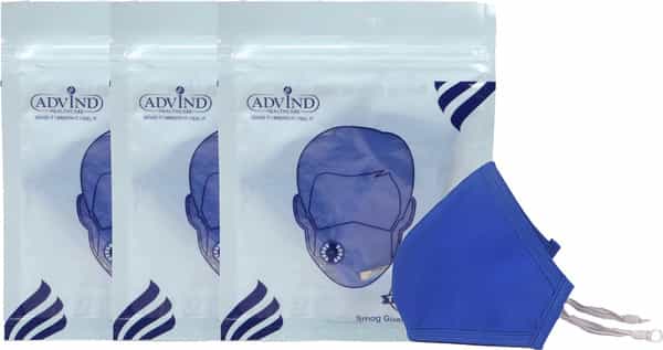 Advind Healthcare Smog Guard N95 Kids Mask Without Valve Xs (3-5 Years) - Blue Pack Of 3