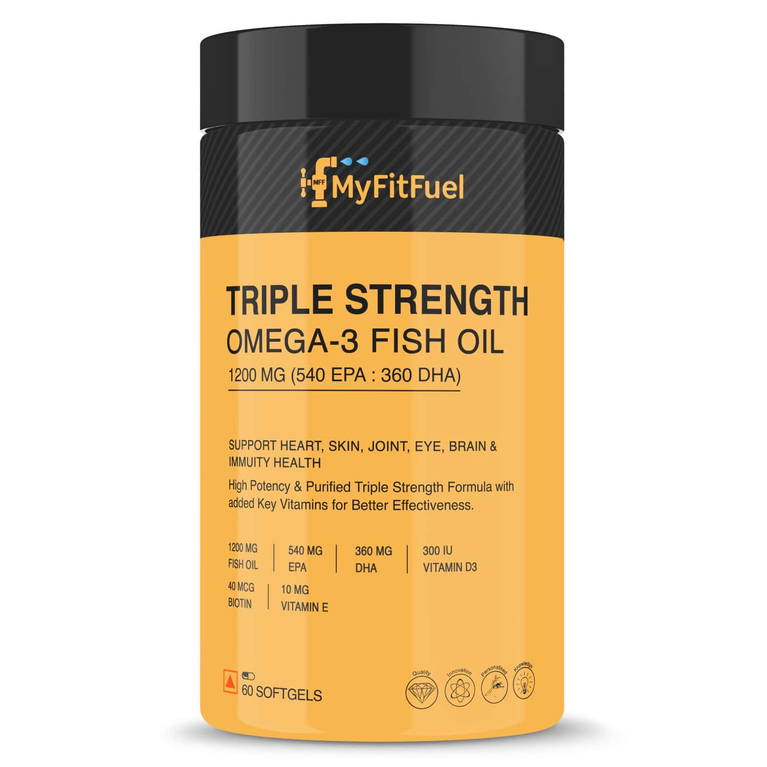 Buy MYFITFUEL TRIPLE STRENGTH OMEGA 3 FISH OIL +VITAMINS | 1200MG