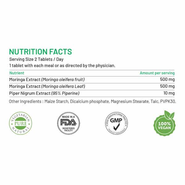 Bliss Welness Moringa Supplement For Immunity Booster|For Men And Women | Vegetarian Tablets