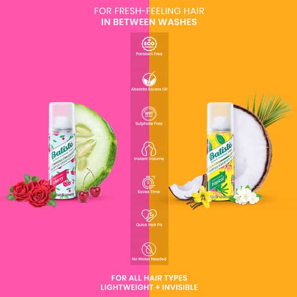 Batiste Value Kit Fruity & Cheeky Cherry Coconut & Exotic Tropical Dry Shampoo - 100Ml
