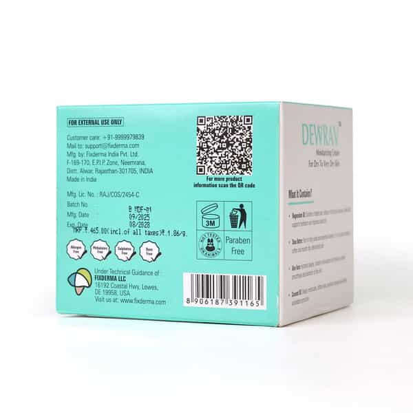 Fixderma Dewrav Moisturizing Cream For Face & Body | Deeply Hydrates | Dry To Very Dry Skin - 250G