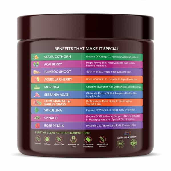 Vegan Greens Natural Collagen Builder 23Key Herbs Anti Ageing, Skin Glow &More 125G, Classic Natural