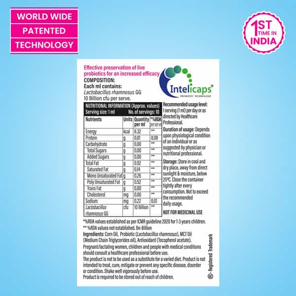 Morepen Intebact Drops 10Bn Probiotics Supplement For Digestive Health - 10 Ml Pack